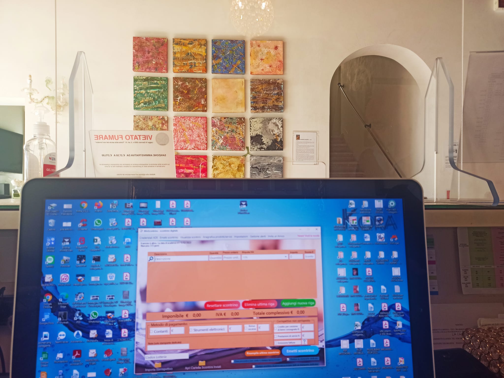 Reception di un B&B con WinScontrino installato su PC