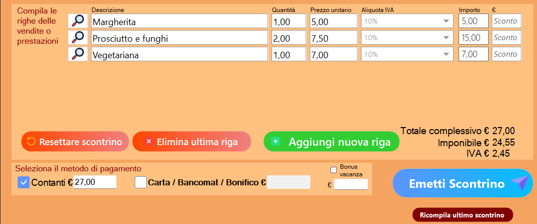 WinScontrino, il registratore di cassa per pizzerie